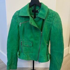 Karen Millen Green Suede Biker Jacket